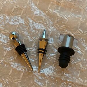Elegant Silver Wine Bottle Stoppers Trio